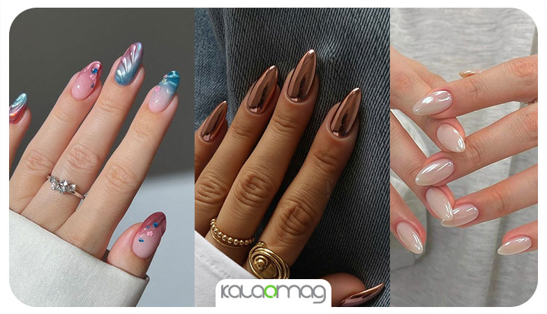 ناخن با رنگ‌های متالیک و شاین‌دار