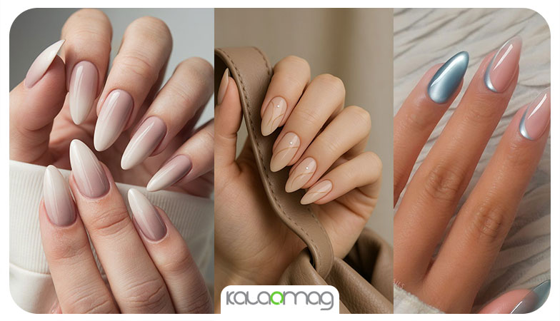 ناخن‌هایی با  رنگ‌های نود و مینیمال