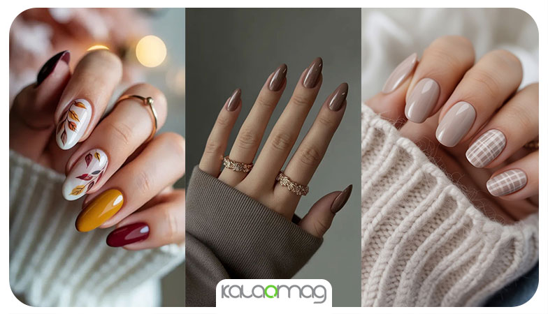 ناخن‌هایی با رنگ‌های گرم و کلاسیک
