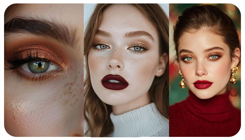 سایه چشم با رنگ‌های نارنجی، مسی و قهوه‌ای