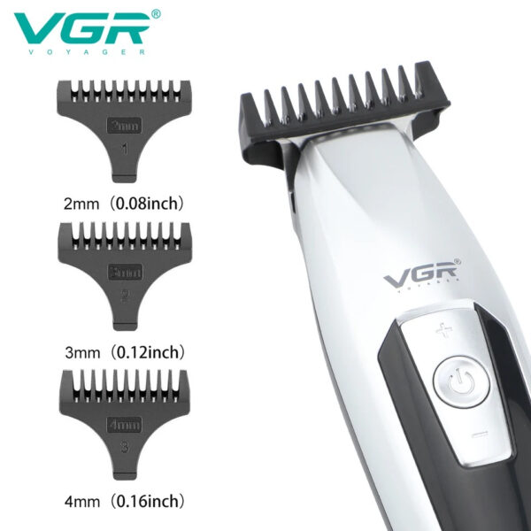 ماشین اصلاح موی سر و صورت وی جی ار مدل V-970، اصلاح به صورت خط زن، حجم زن، منبع انرژی با باتری، تکنولوژی اصلاح به صورت برش مستقیم، مدت زمان شارژ 210 دقیقه و مدت زمان استفاده پس از شارژ 240 دقیقه، به همراه شارژر، روغن، برس تمیزکننده و محافظ، دارای 5 سرعت