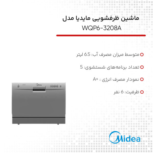 ماشین ظرفشویی مایدیا مدل WQP6-3208A