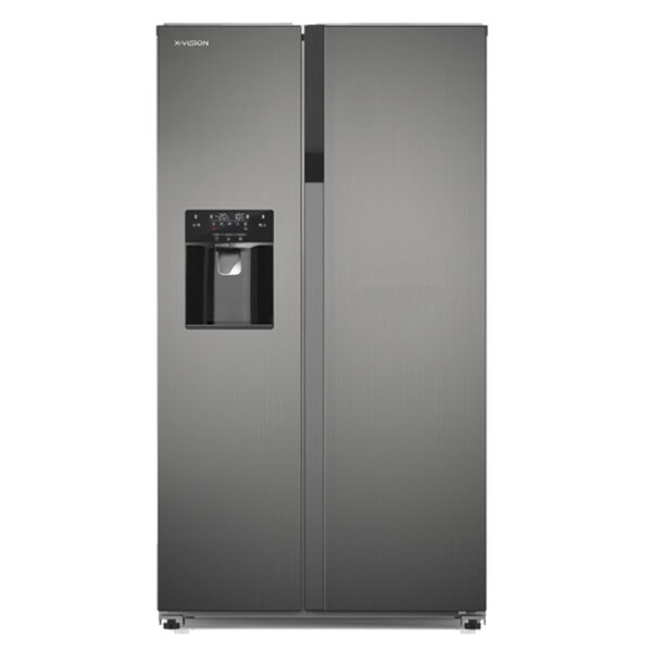 یخچال فریزر ساید بای ساید 28 فوت ایکس ویژن مدل HS600-WI/SI، دارای آب سردکن و یخساز اتوماتیک، با ارتفاع 177، عمق 73 و پهنای 91 سانتی متر، میزان مصرف انرژی A++، دارای 4 طبقه در یخچال و 4 طبقه در فریزر