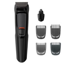 ماشین اصلاح موی صورت فیلیپس مدل 3000 3655، اصلاح به صورت صفر زن و خط زن، منبع انرژی با باتری، تکنولوژی اصلاح به صورت برش مستقیم، اندازه اصلاح 0.5 میلیمتر، مدت زمان شارژ 60 دقیقه و مدت زمان استفاده پس از شارژ 60 دقیقه، ضد آب، به همراه موزن بینی و شارژر