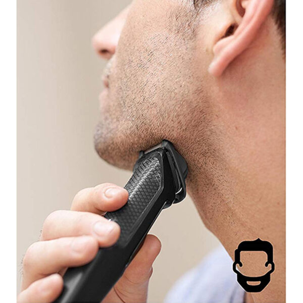 ماشین اصلاح موی سر و صورت فیلیپس سری MG3720 Multigroom مدل 7 در 1، اصلاح به صورت خط زن و حجم زن، طراحی ارگونومیک، منبع انرژی با باتری، تکنولوژی اصلاح به صورت برش مستقیم، مدت زمان شارژ 960 دقیقه و مدت زمان استفاده پس از شارژ 60 دقیقه