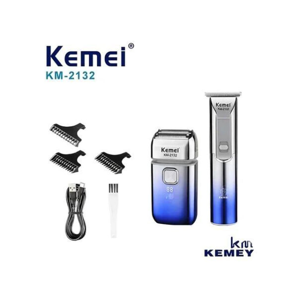 ماشین اصلاح موی سر و صورت شارژی کیمی مدل KM-2132 مجموعه دو عددی