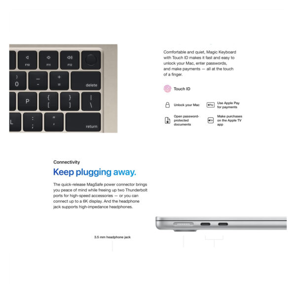 لپ تاپ 13.6 اینچی اپل مدل MacBook Air 2022-M2-8GB RAM-256GB SSD