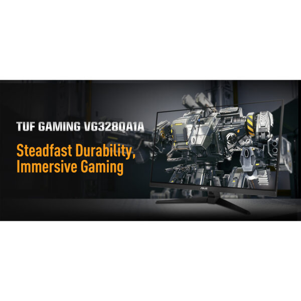 مانیتور گیمینگ 31.5 اینچ ایسوس مدل TUF Gaming VG328QA1A، رزولوشن FullHD پنل VA، نرخ بروزرسانی 170 هرتز، با نسبت تصویر 16:9، دارای اسپیکر داخلی، دارای پورت HDMI و DisplayPort و USB و خروجی هدفون