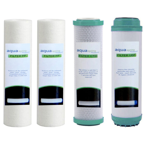 دستگاه تصفیه کننده آب آکوآ اسپرینگ مدل UF-SF4000 به همراه فیلتر مدل 02 مجموعه 4 عددی و کیت نشتی گیر