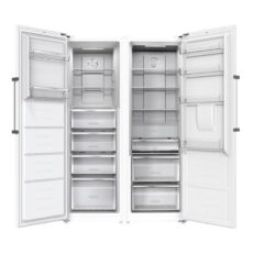 یخچال فریزر دوقلو 32 فوت جی پلاس مدل GRF-P2736-FW/LW، دارای سرمایش و انجماد سریع، با ارتفاع 185، پهنای 119 و عمق 65 سانتی متر، میزان مصرف انرژی A++، دارای 4 طبقه در یخچال و 4 کشو در فریزر