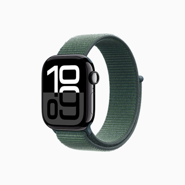 ساعت هوشمند اپل مدل Series 10 42mm Aluminum بند پارچه‌ای، محاسبه کالری، سنسور اکسیژن خون، شمارنده ضربان قلب، پشتیبانی از Siri، امکان شخصی سازی واچ فیس، ضد آب