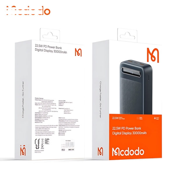 پاوربانک مک دودو مدل MC-391 22.5W ظرفیت 30000 میلی آمپرساعت