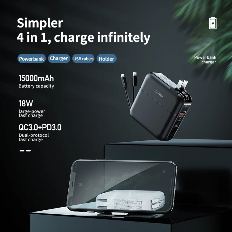 پاوربانک ریمکس مدل Infinity All in one - AC charger-RPP-20 ظرفیت 15000 میلی آمپرساعت