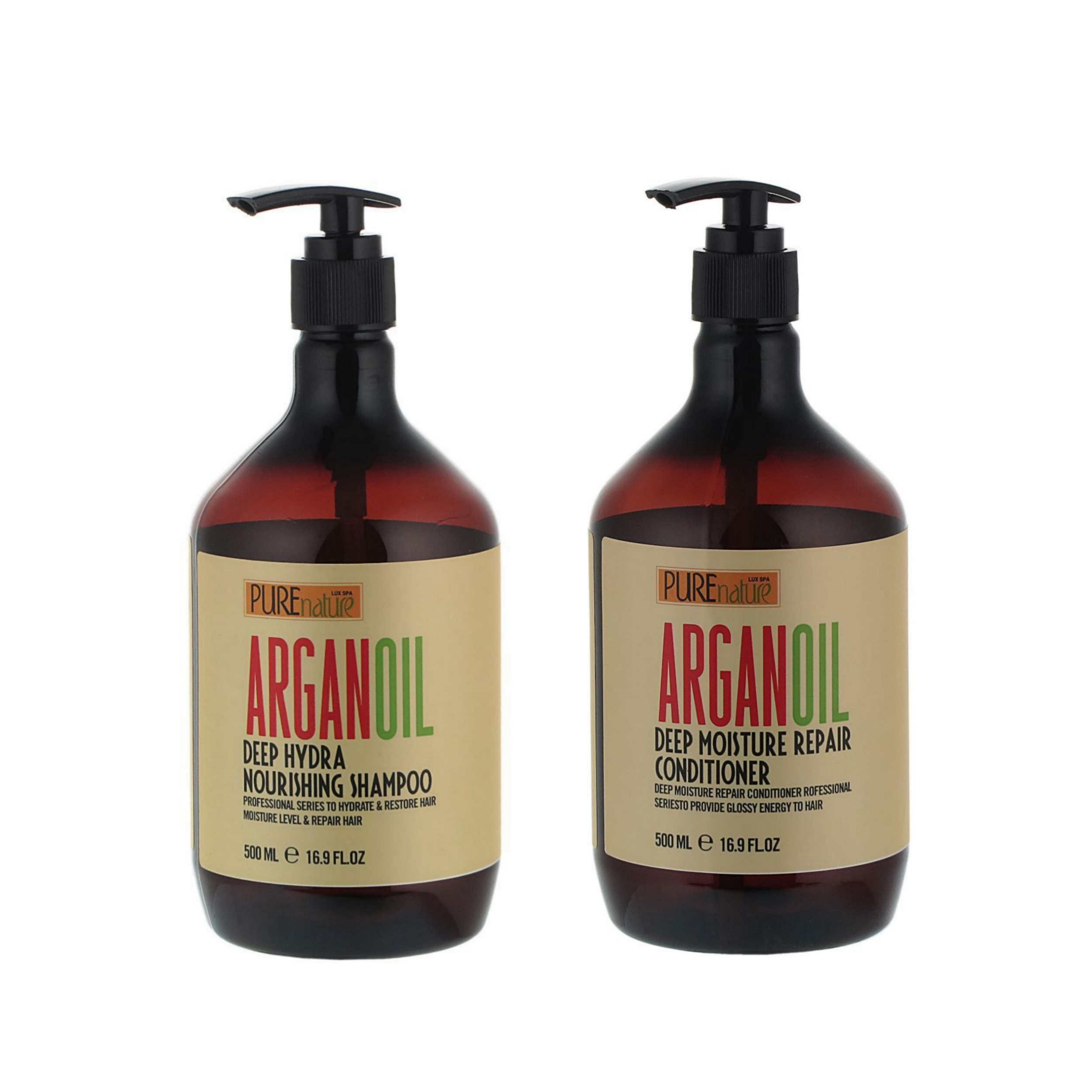 شامپو پیور نیچر مدل آرگان حجم 500 میلی لیتر مجموعه دو عددی