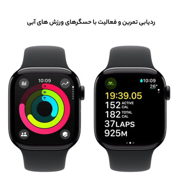 ساعت هوشمند اپل مدل Series 10 42mm Aluminum بند پارچه‌ای، محاسبه کالری، سنسور اکسیژن خون، شمارنده ضربان قلب، پشتیبانی از Siri، امکان شخصی سازی واچ فیس، ضد آب