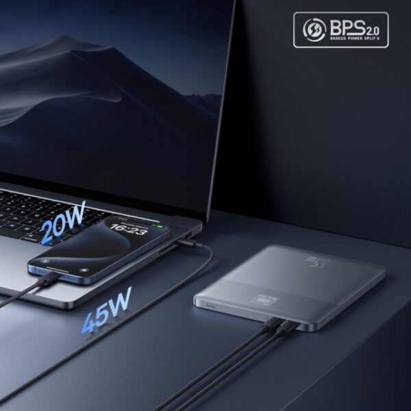 پاوربانک باسئوس مدل BLADE2 65W ظرفیت 12000 میلی آمپر ساعت