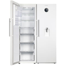 یخچال فریزر دوقلو 40 فوت پاکشوما مدل RTRA-RTFA 900 W، دارای فیلتر تصفیه آب و یخساز اتوماتیک، با ارتفاع 187، پهنای 146 و عمق 59 سانتی متر، میزان مصرف انرژی A+، دارای 5 طبقه در یخچال و 4 کشو در فریزر
