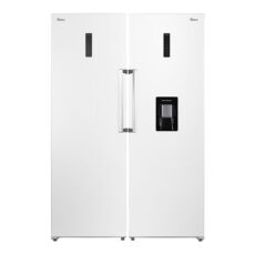 یخچال فریزر دوقلو 32 فوت جی پلاس مدل GRF-P2736-FW/LW، دارای سرمایش و انجماد سریع، با ارتفاع 185، پهنای 119 و عمق 65 سانتی متر، میزان مصرف انرژی A++، دارای 4 طبقه در یخچال و 4 کشو در فریزر