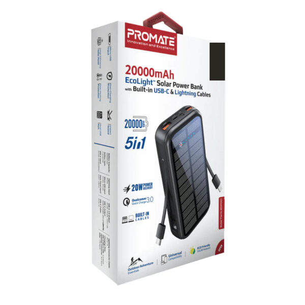 پاوربانک پرومیت مدل SOLARTANK-20PDCI ظرفیت 20000 میلی آمپر ساعت