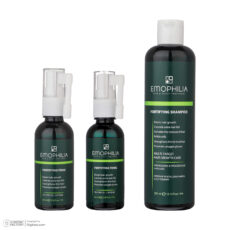 مجموعه ضد ریزش و تقویت کننده مو اموفیلیا، سازگار با موهای نازک و ضعیف، حاوی کافئین و روغن درخت چای، با حجم 300 میلیلیتر مدل Trichogen بسته 3 عددی