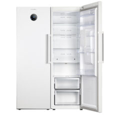 یخچال فریزر دوقلو 40 فوت پاکشوما مدل RTRA-RTFA 900 W، دارای فیلتر تصفیه آب و یخساز اتوماتیک، با ارتفاع 187، پهنای 146 و عمق 59 سانتی متر، میزان مصرف انرژی A+، دارای 5 طبقه در یخچال و 4 کشو در فریزر