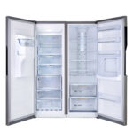 یخچال فریزر دوقلو 17 فوت هیمالیا مدل آلفا NF280a-NR440a، دارای نمایشگر و بدون برفک، با ارتفاع 192، پهنای 130 و عمق 70 سانتی متر، میزان مصرف انرژی B، دارای 5 طبقه در یخچال و 8 کشو در فریزر