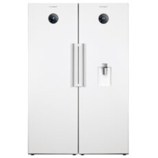 یخچال فریزر دوقلو 40 فوت پاکشوما مدل RTRA-RTFA 900 W، دارای فیلتر تصفیه آب و یخساز اتوماتیک، با ارتفاع 187، پهنای 146 و عمق 59 سانتی متر، میزان مصرف انرژی A+، دارای 5 طبقه در یخچال و 4 کشو در فریزر