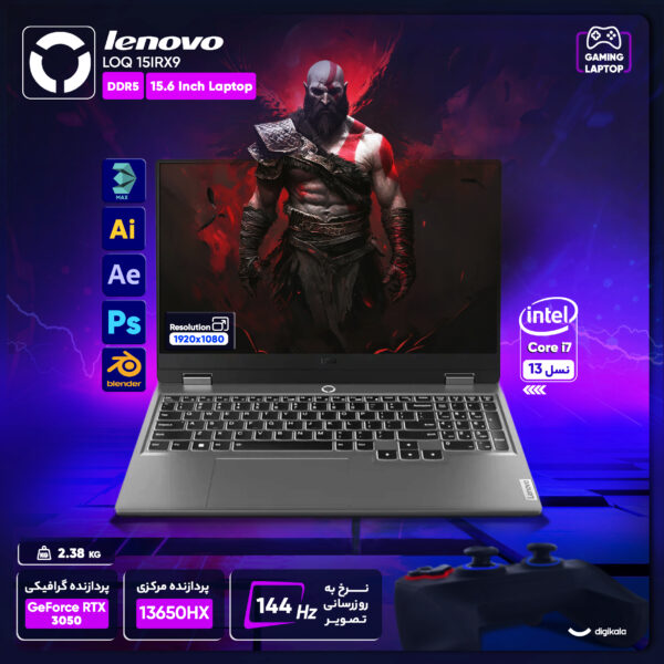لپ تاپ 15.6 اینچی لنوو مدل LOQ 15IRX9-i7 13650HX-16GB DDR5-512GB SSD-RTX3050-FHD