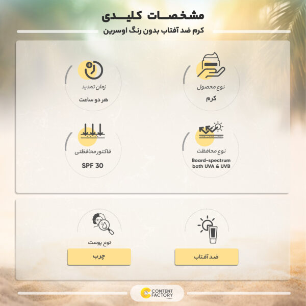 کرم ضد آفتاب بدون رنگ اوسرین SPF 30 مدل 02 مناسب پوست‌های چرب حجم 50 میلی‌لیتر