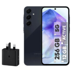 گوشی موبایل سامسونگ مدل Galaxy A55 دو سیم کارت ظرفیت 256 گیگابایت و رم 12 گیگابایت - اکتیو - به همراه شارژر 25 وات سامسونگ