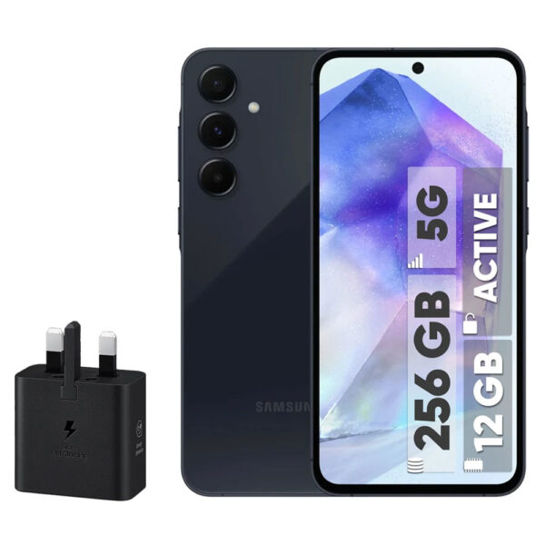 گوشی موبایل سامسونگ مدل Galaxy A55 دو سیم کارت ظرفیت 256 گیگابایت و رم 12 گیگابایت - اکتیو - به همراه شارژر 25 وات سامسونگ