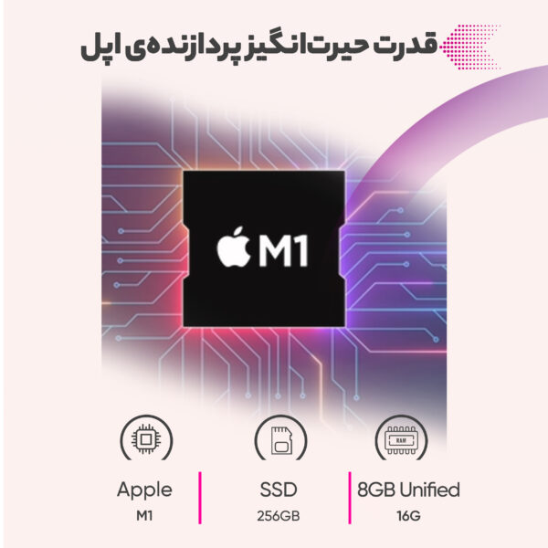 لپ تاپ 13 اینچی اپل مدل MacBook Air MGN93 2020 LLA-M1-8GB RAM-256GB SSD