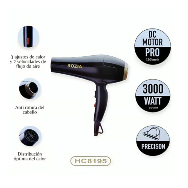 سشوار حرفه ای 3000وات روزیا مدل HC-8195