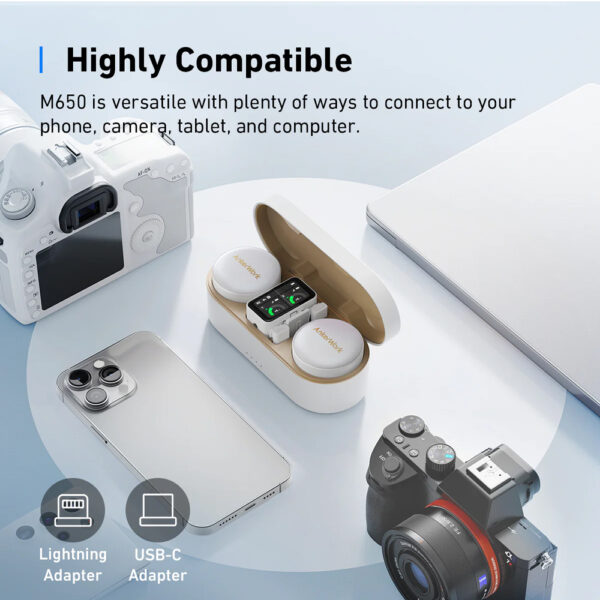 میکروفن یقه ای انکروورک مدل M650 Wireless Lavalier با درگاه اتصال Type-C و Lightning