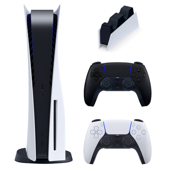 کنسول بازی سونی مدل PlayStation 5 ظرفیت 825 گیگابایت ریجن اروپا 1216A به همراه دسته اضافه و پایه شارژر