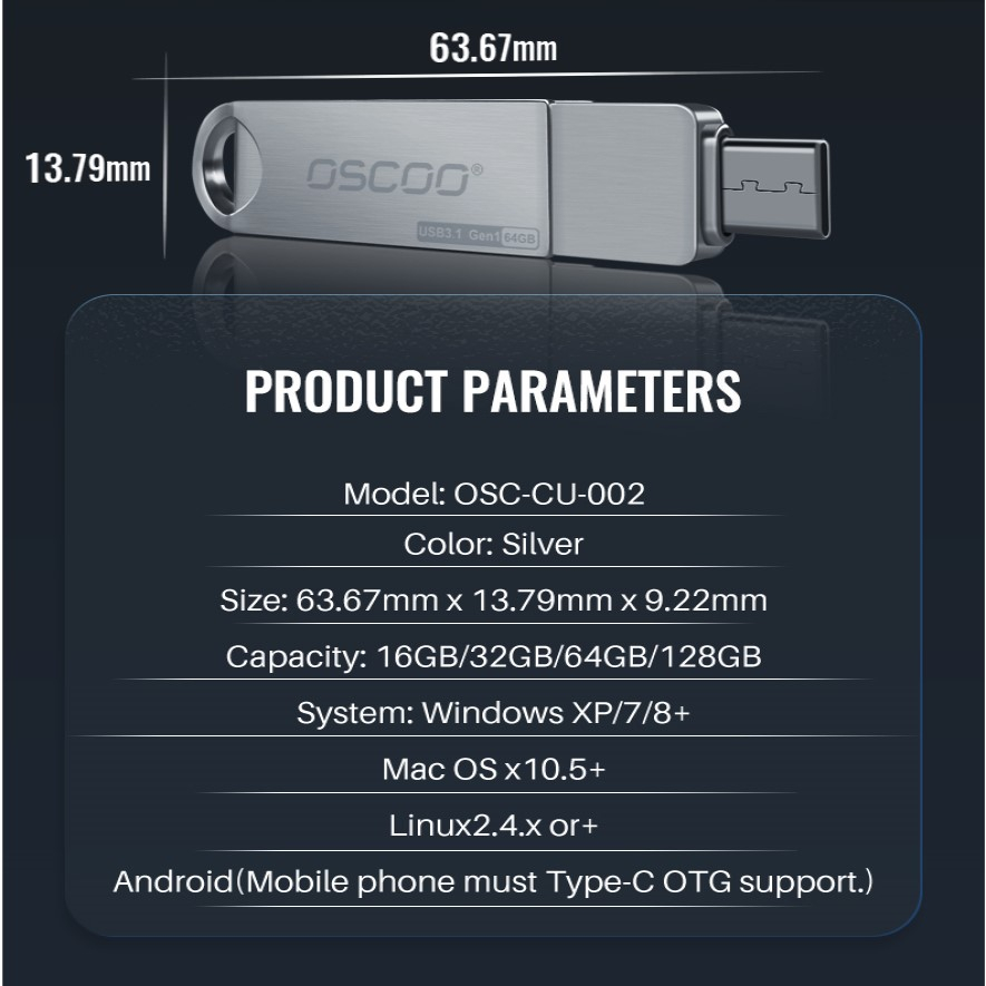 فلش مموری اوسکو مدل CU-002 ظرفیت 256 گیگابایت