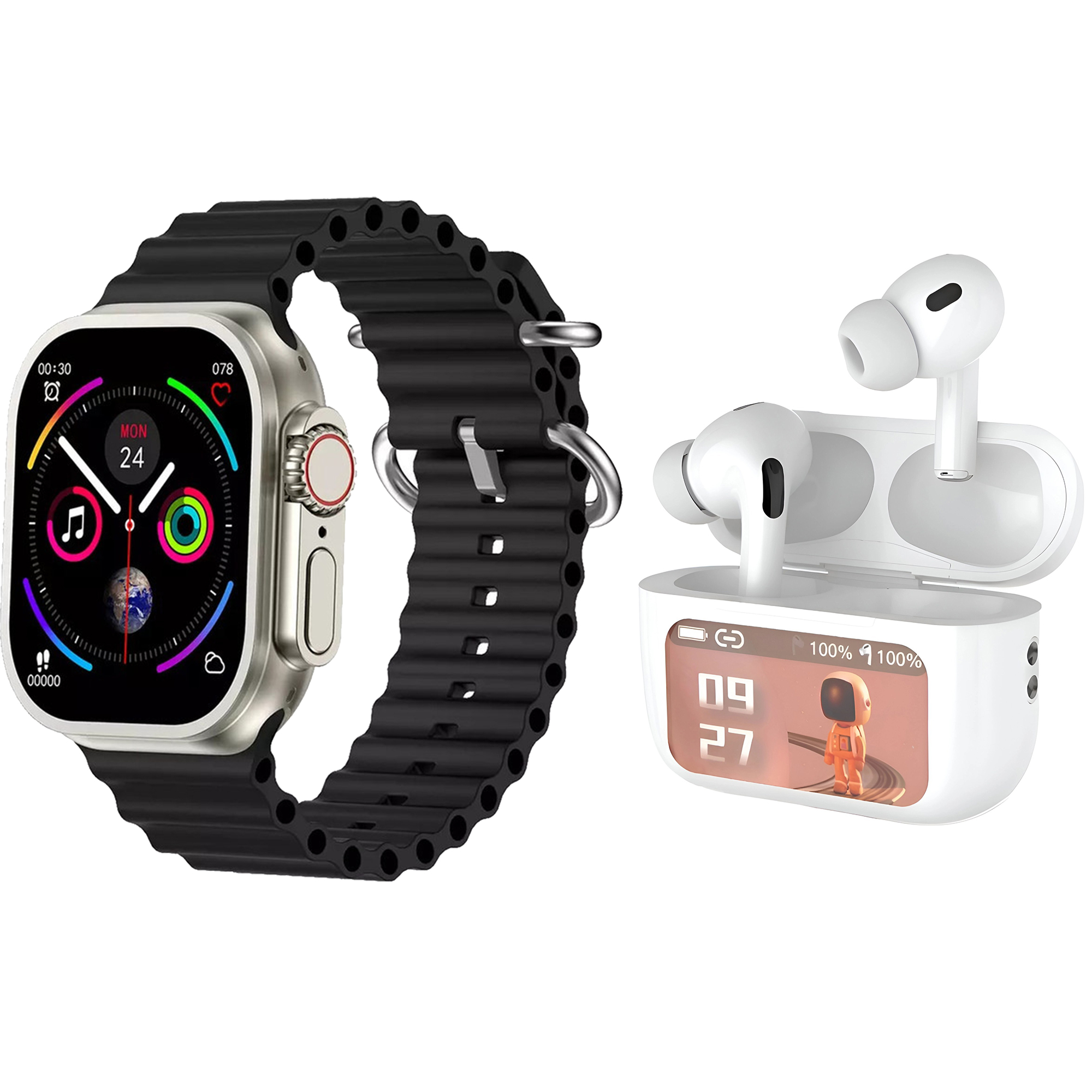 ساعت هوشمند ویسمی 49 میلی‌متر  مدل ws20 ultra با بند سیلیکونی به همراه هندزفری بلوتوثی