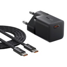 شارژر دیواری 25 وات بیسوس مدل GaN5 mini به همراه کابل تبدیل تایپ سی