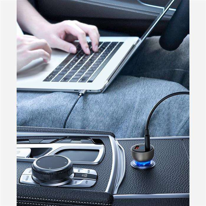 شارژر فندکی باسئوس مدل TZCCKX_0G به همراه کابل تبدیل USB-C