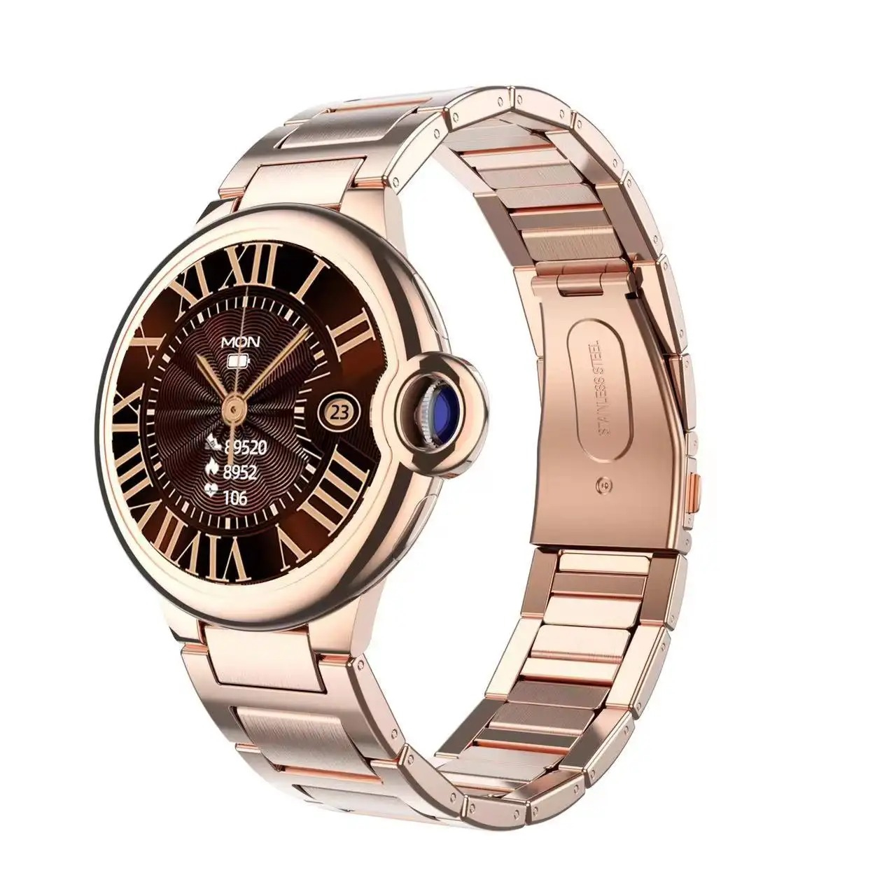 ساعت هوشمند مدل ساعت هوشمند مدل AW28 دارای قابلیت های صفحه نمایش رنگی، صفحه نمایش لمسی، کنترل موسیقی (Music Player)، کنترل سطح اکسیژن خون، قابلیت مکالمه از طریق بلوتوث، قابلیت تغییر طرح ساعت، بند فلز