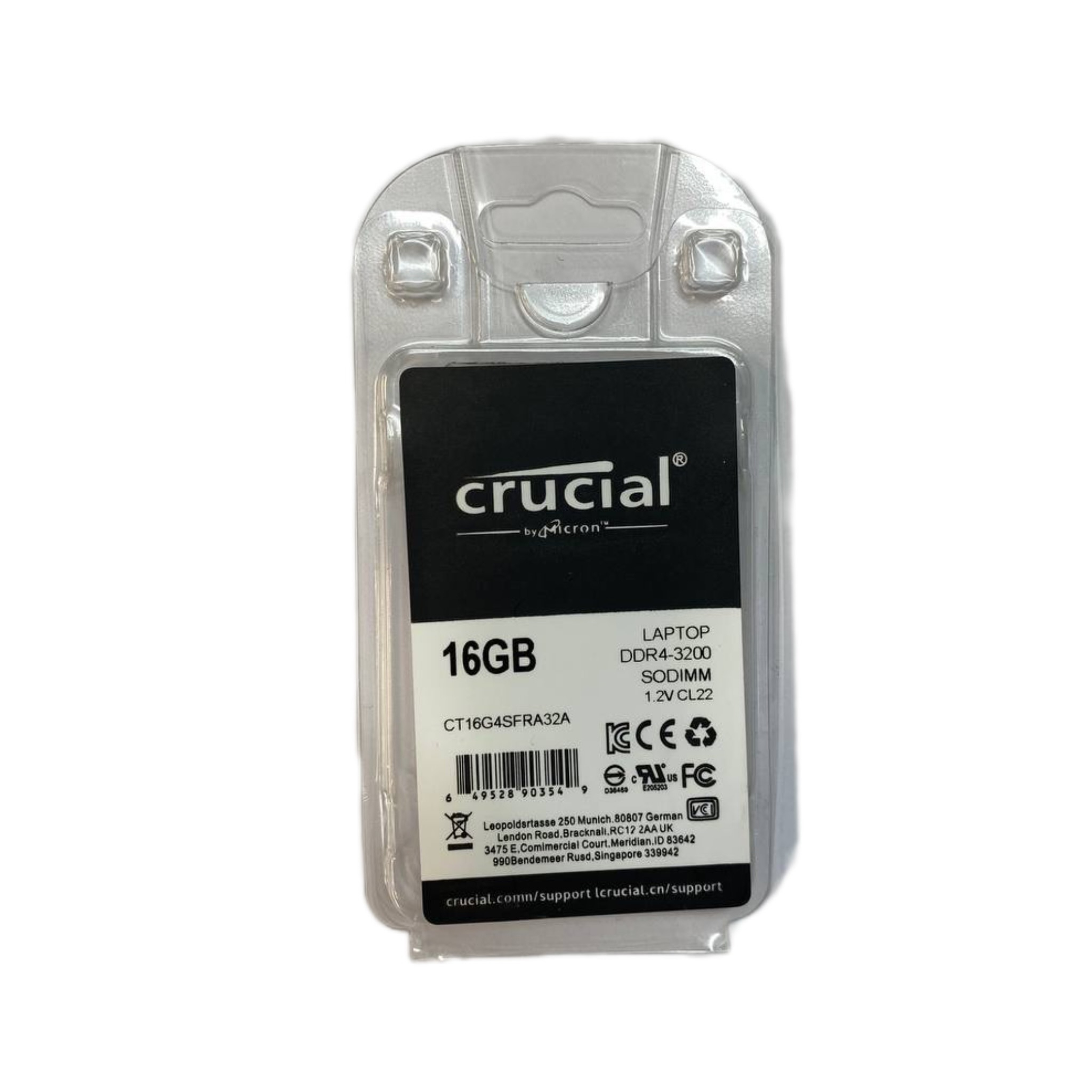 رم لپ تاپ DDR4  تک کاناله 3200  مگاهرتز کروشیال مدل 3200 ظرفیت ۱۶ گیگابایت