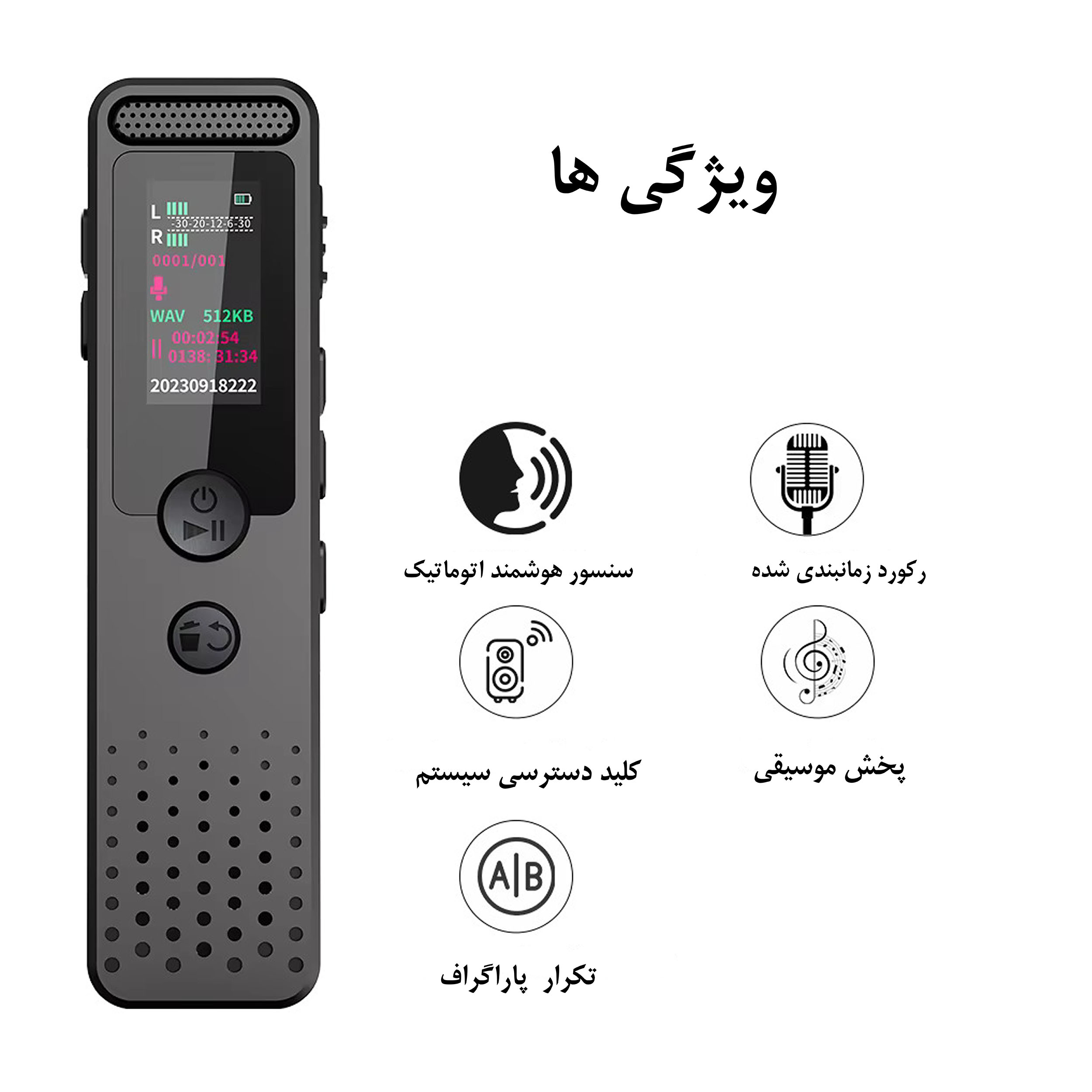 ضبط کننده دیجیتالی صدا آیریور مدل V69-64GB