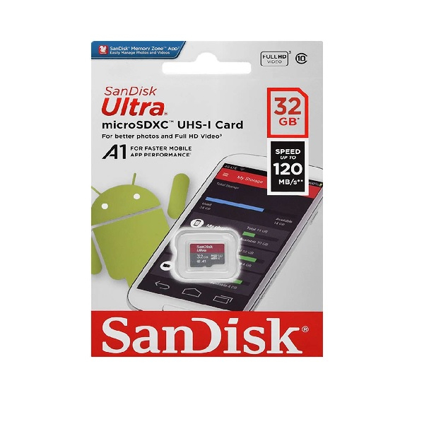 کارت حافظه microSDXC سن دیسک مدل Ultra A1 کلاس 10 استاندارد UHS-I سرعت 120MBps ظرفیت 32 گیگابایت بسته 5 عددی