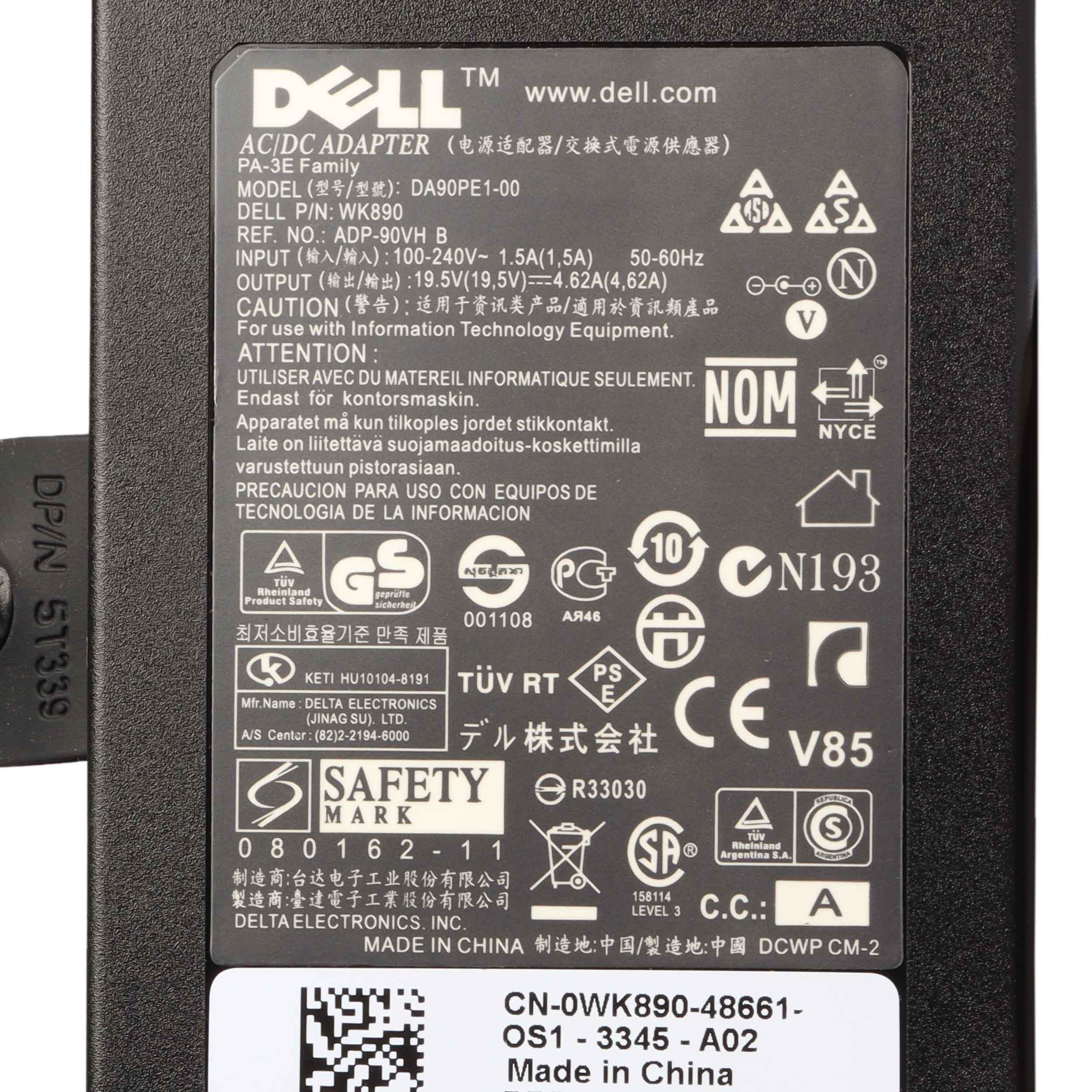 شارژر لپ تاپ 19.5 ولت 4.62 آمپر دل مدل DA90PE1-00