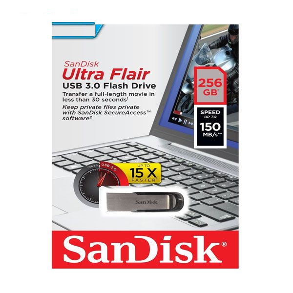 فلش مموری سن دیسک مدل Ultra Flair CZ73 ظرفیت 256 گیگابایت