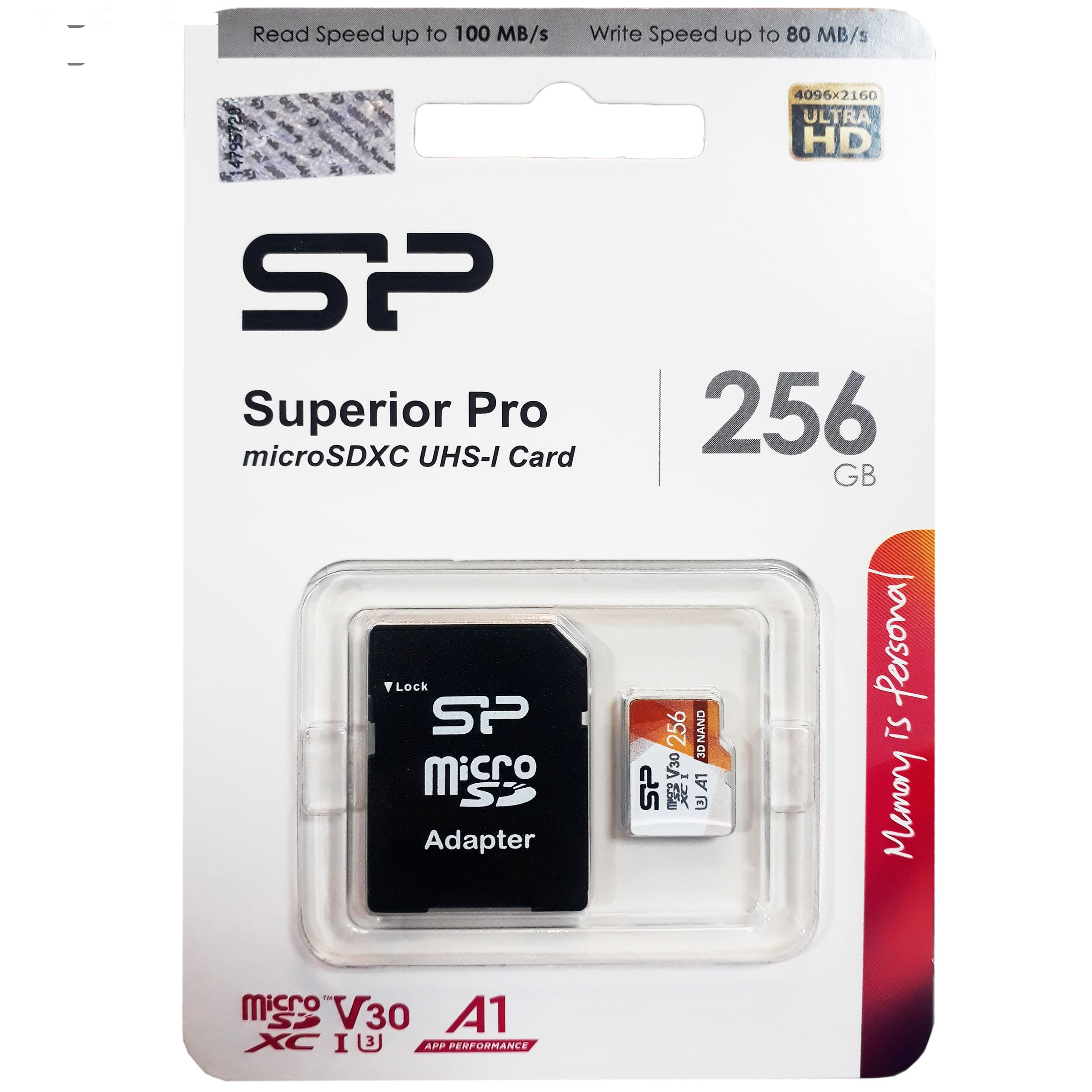 کارت حافظه microSDXC سیلیکون پاور مدل Superior Pro کلاس 10 استاندارد UHS-I U3 سرعت 100MBps ظرفیت 256 گیگابایت به همراه آداپتور SD