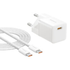 شارژر دیواری 25 وات بیسوس مدل GaN5 mini به همراه کابل تبدیل تایپ سی