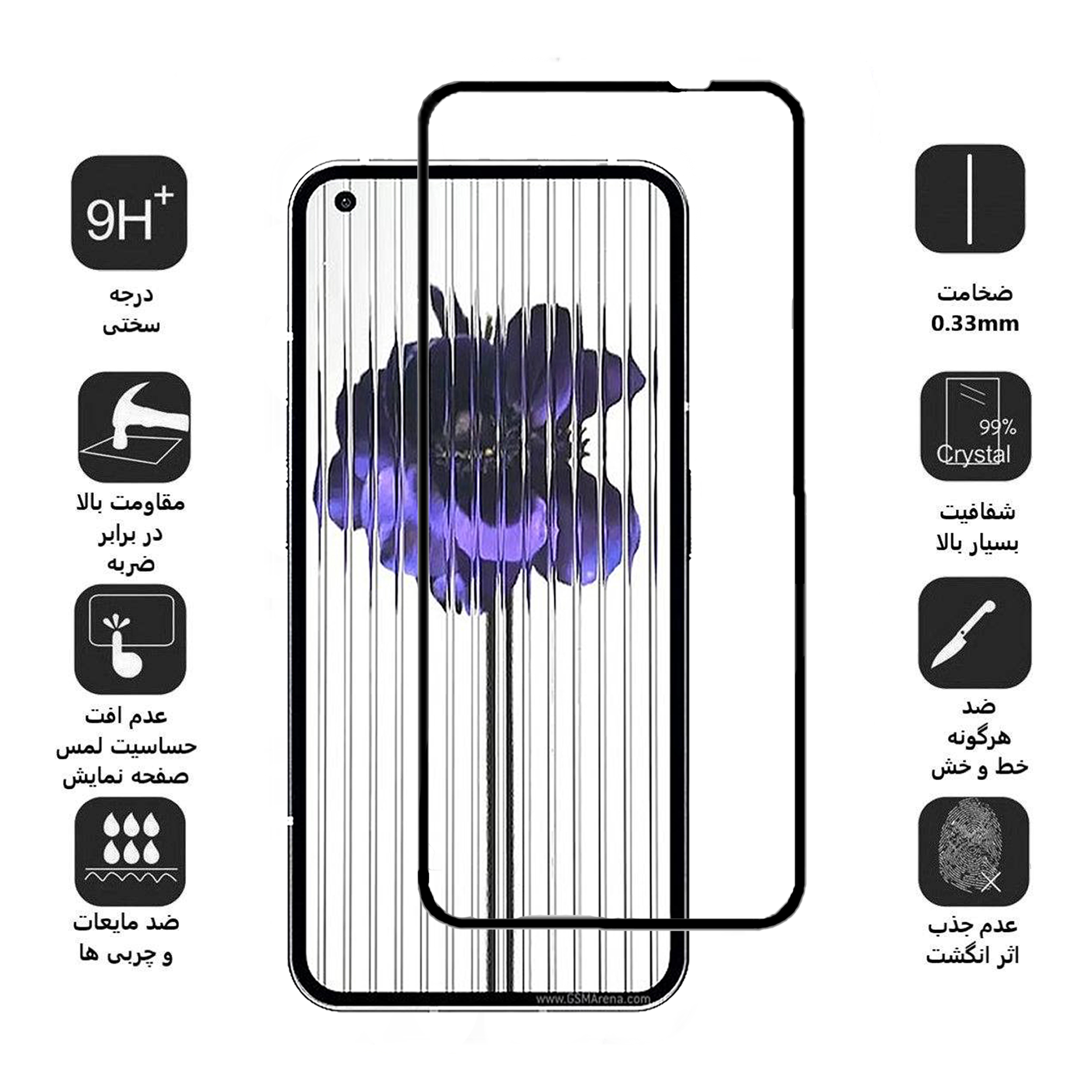 محافظ صفحه نمایش 5D بوف مدل F33-G مناسب برای گوشی موبایل ناتینگ Phone 1