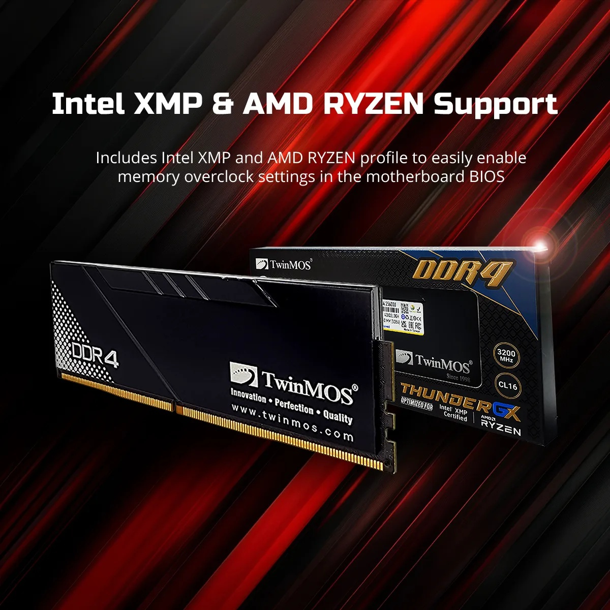 رم کامپیوتر DDR4 تک کاناله 3200 مگاهرتز تویین موس مدل THUNDERGX ظرفیت 8 گیگابایت