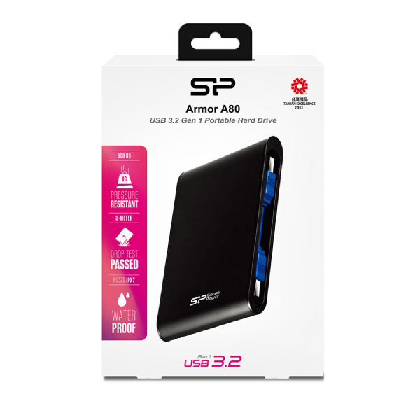 هارد اکسترنال سیلیکون پاور مدل Armor A80 ظرفیت یک ترابایت دارای رابط USB Type-A 3.2